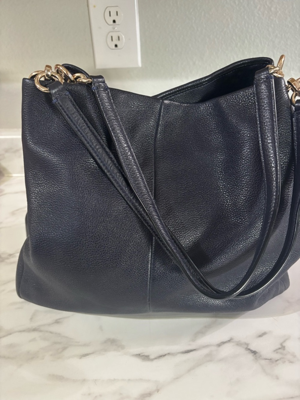 Coach Black Pebbled Leather Shoulder Bag with Gold Hardware